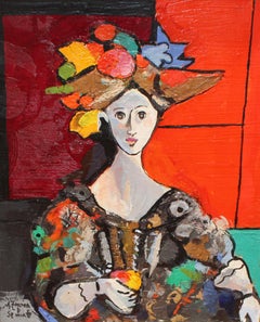Interior con Menina - Óleo sobre tela - Enmarcado