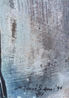 The jacket oil and collage on board abstract painting