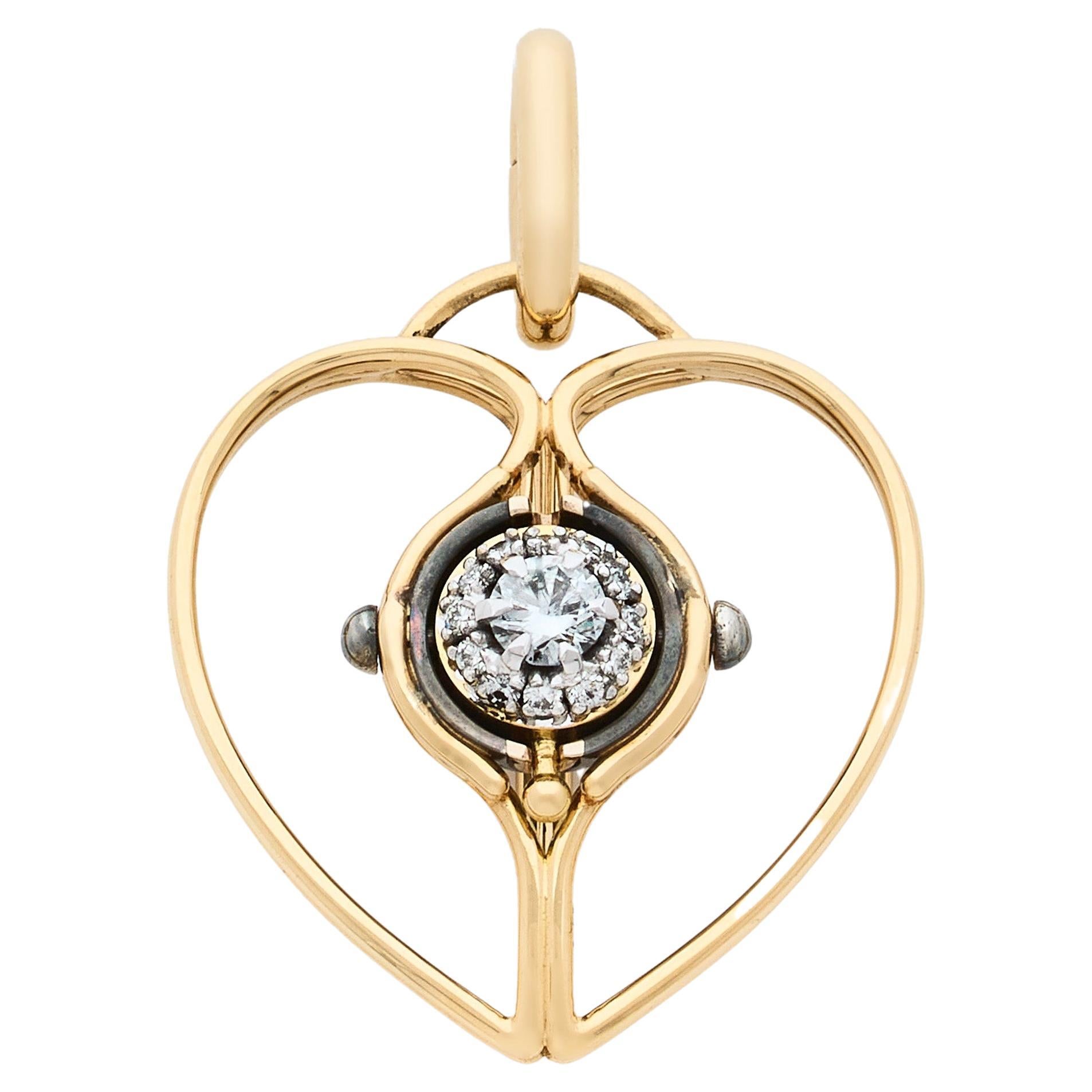 Mira Diamond Heart Charm in 18k Yellow Gold by Elie Top