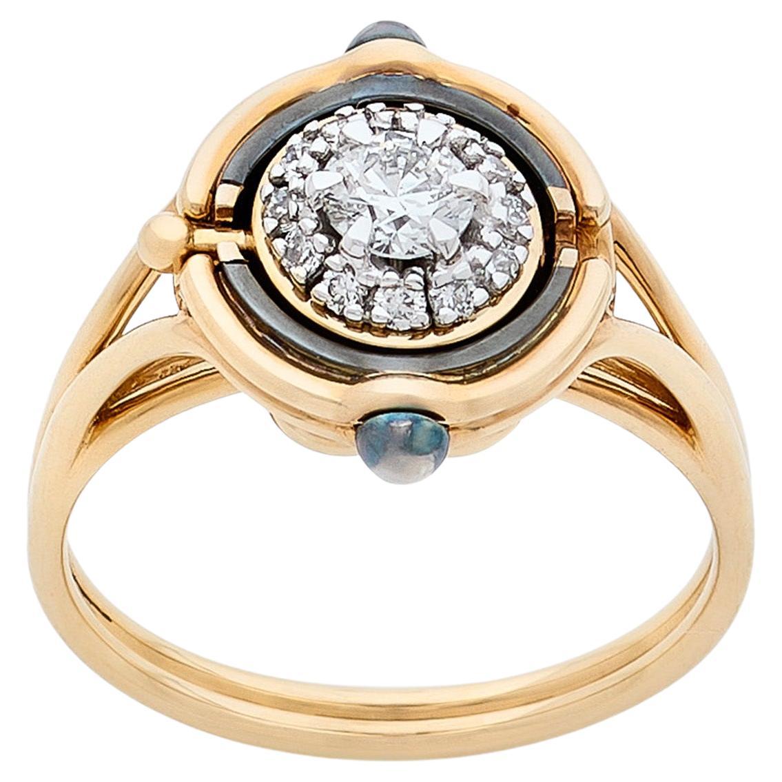Mira Diamond Ring in 18k Yellow Gold by Elie Top