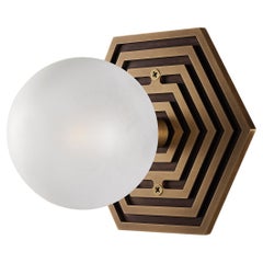 Mira Hex Wall Sconce in Natural Brass and Blown Glass by Blueprint Lighting