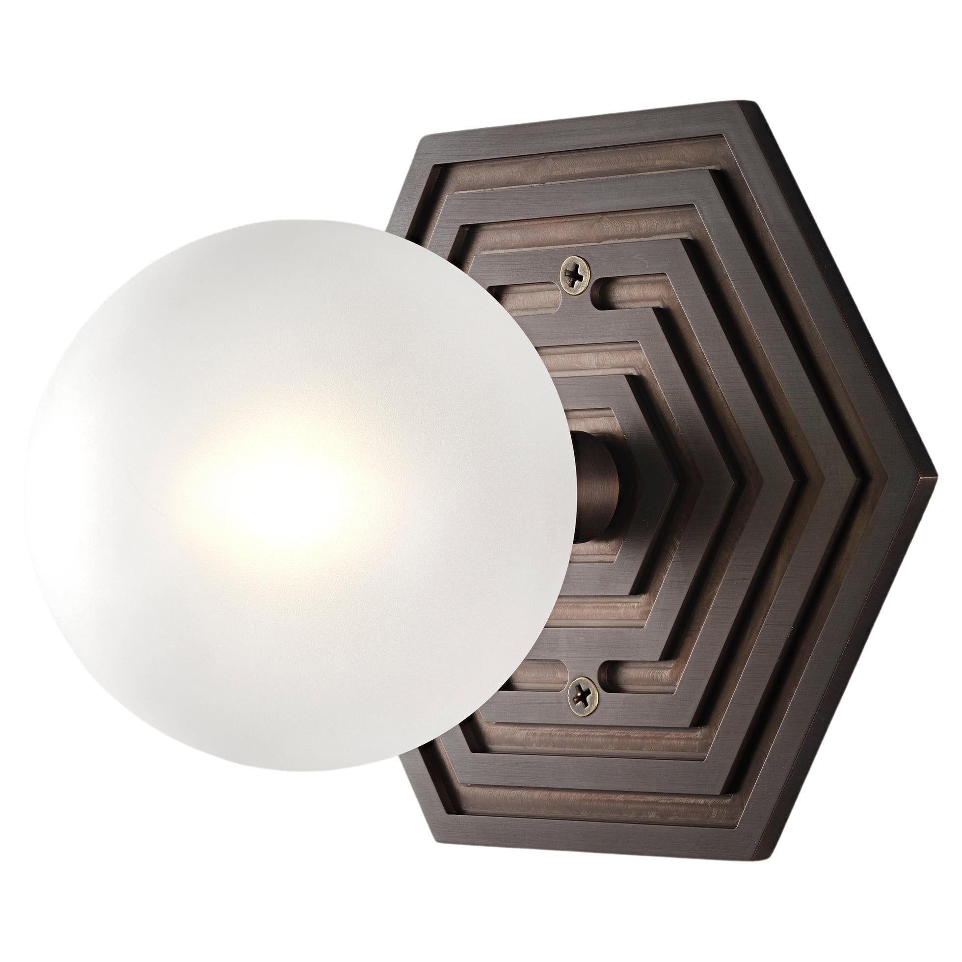 Mira Hex Wall Sconce in Oil-Rubbed Bronze and Blown Glass by Blueprint  Lighting For Sale at 1stDibs