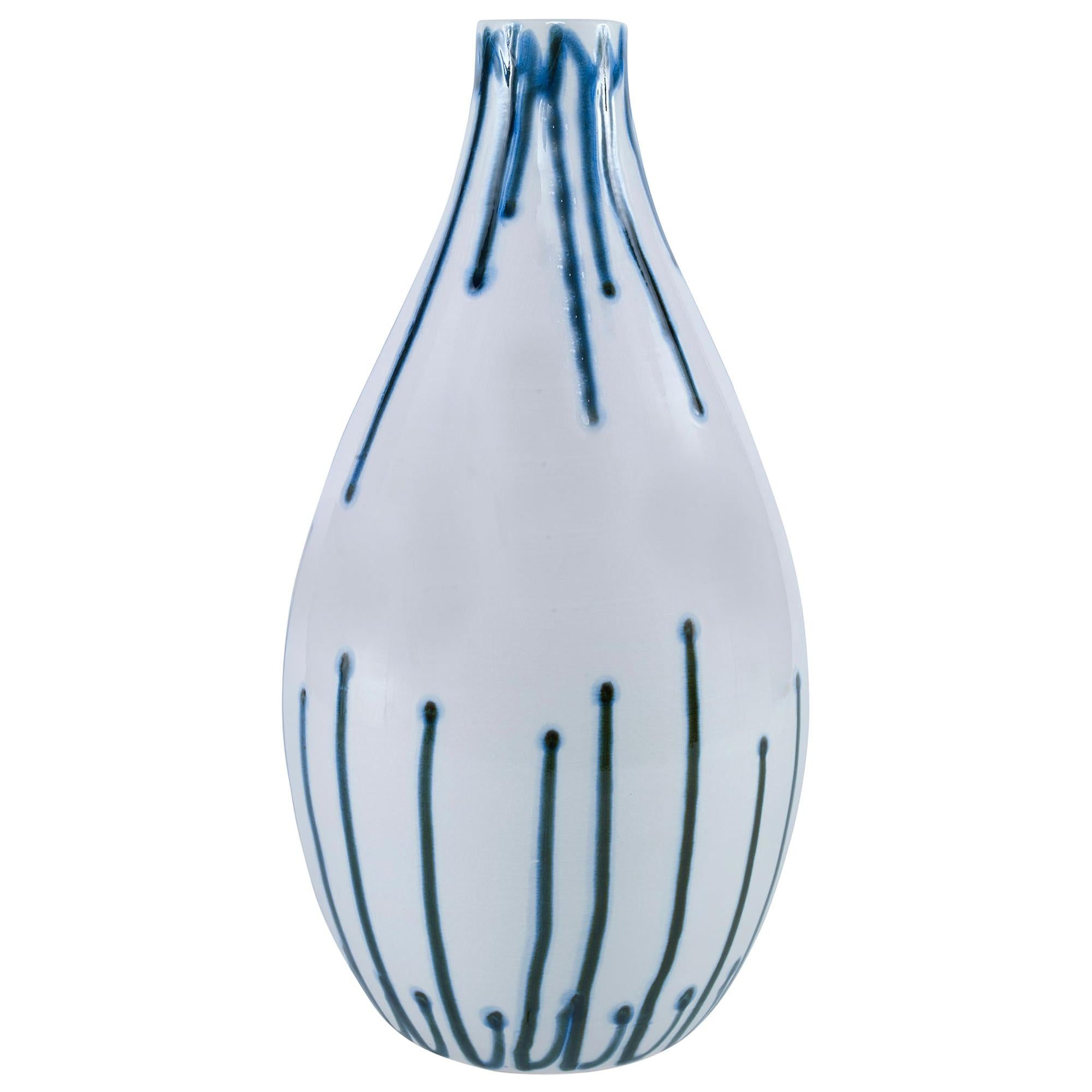 Mira Large Vase in Blue Ceramic by CuratedKravet