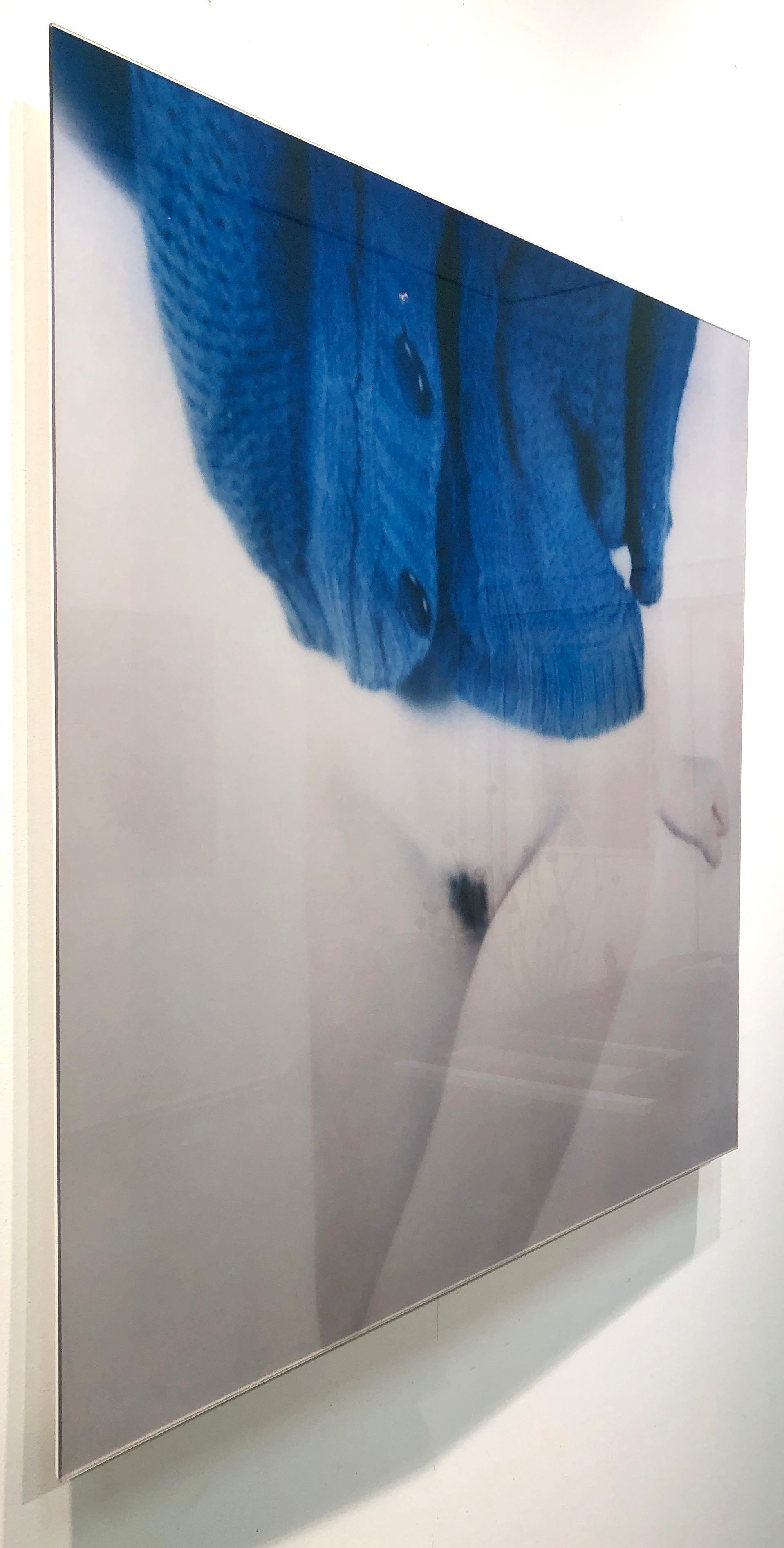 Semi Nude and Blue Knit, from the “Bright Bodies” photography series - Gray Figurative Photograph by Mira Loew