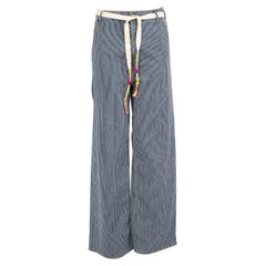 Mira Mikati Blue Pinstriped Wide Leg Trousers Size XS