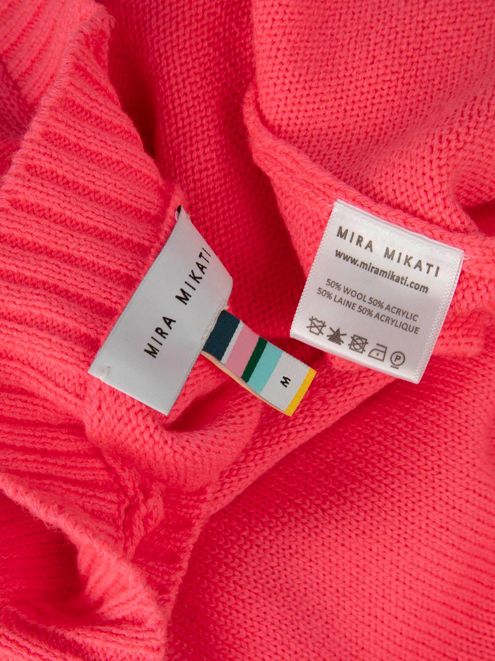 Mira Mikati Cardigan Bordado Lana Rosa Neón Talla M 1