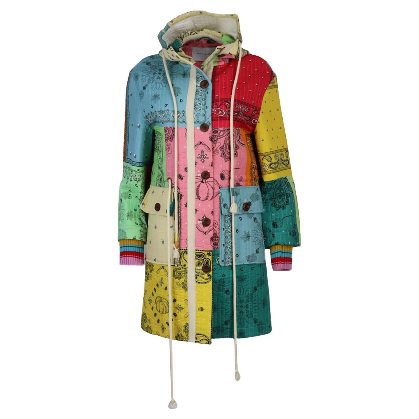 Mira Mikati Printed Quilted Cotton Parka Coat Fr 36 Uk 8
