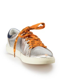 Mira Mikati Silver Leather Statement Laces Trainers Size IT 38