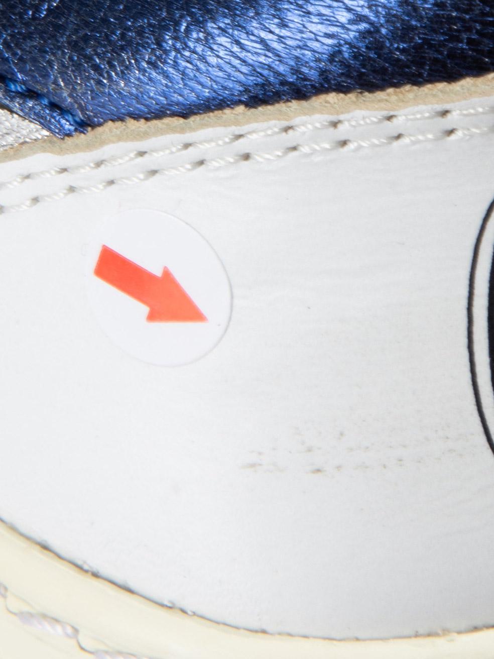 Mira Mikati Silberne Leder Statement Schnürsenkel Turnschuhe Größe IT 38 Damen im Angebot