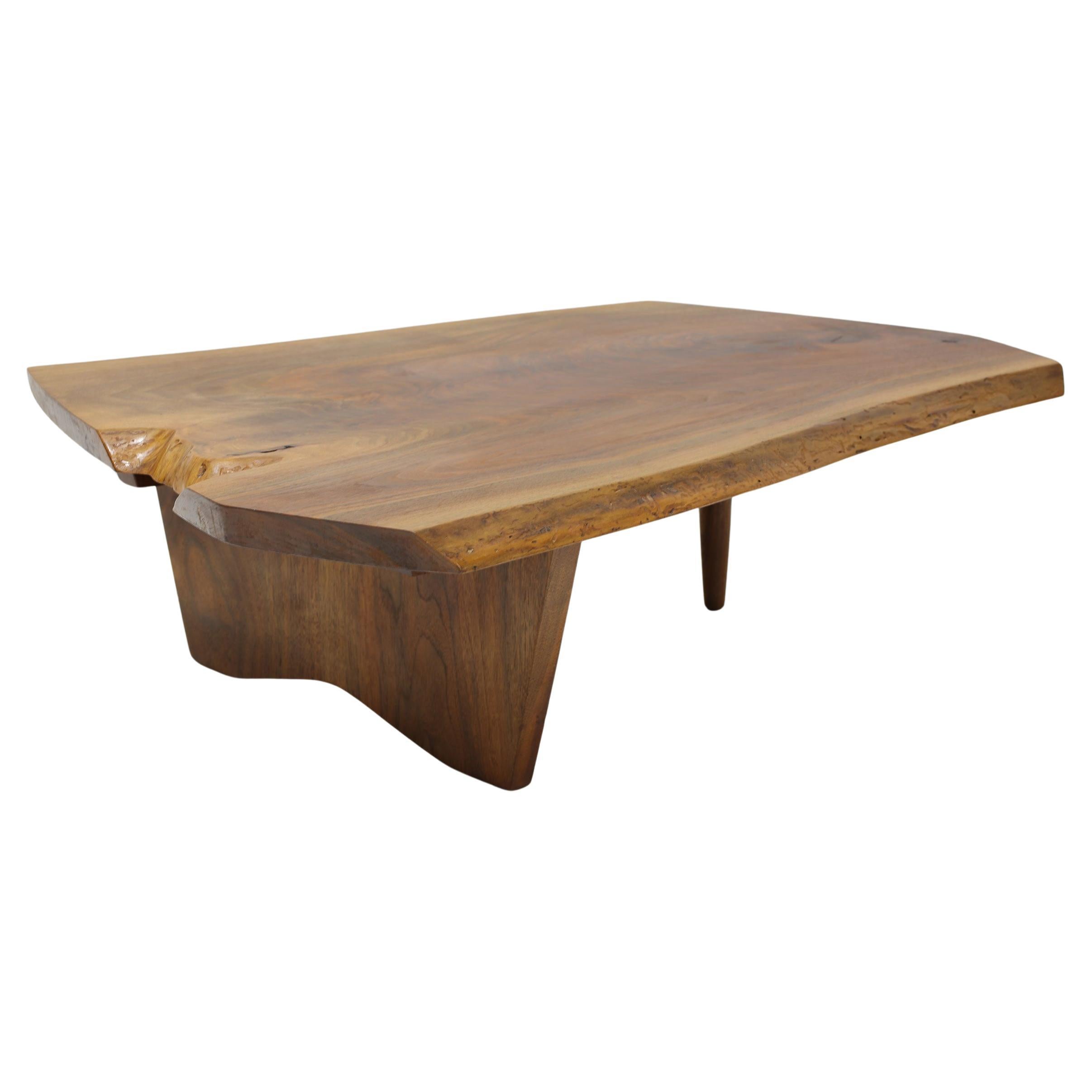 Mira Nakashima Conoid Slab Cocktail Table in Black Walnut and Rosewood, Signed For Sale