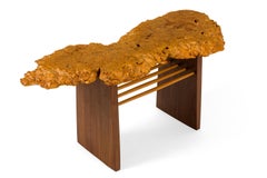 Mira Nakashima Maple Burl, Black Walnut & Hickory "Portsmouth" Side Table, 2004