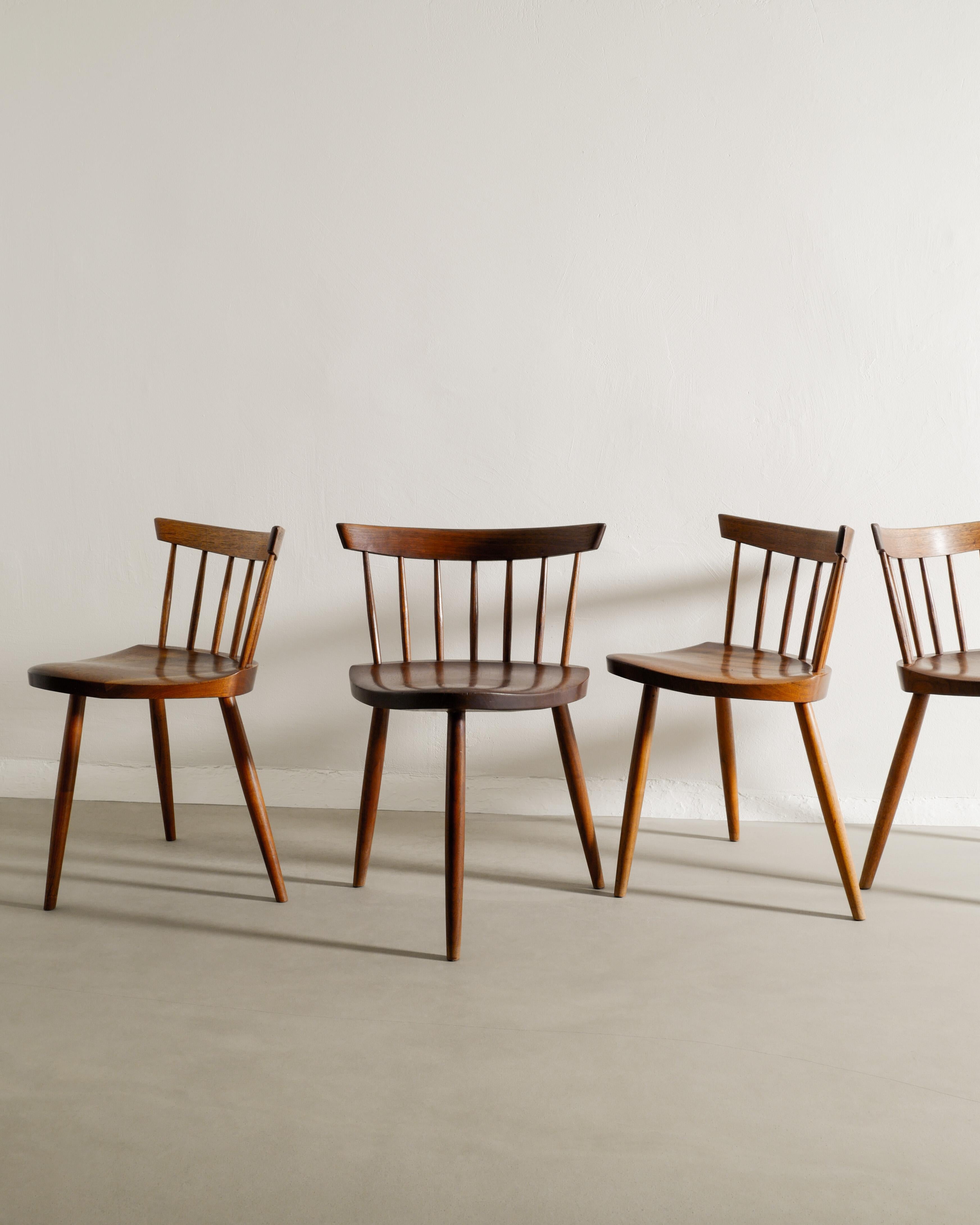 Mid-Century Modern Mira Nakashima Mid Century Wooden Dining Chairs in Walnut Produced in USA, 1960s For Sale