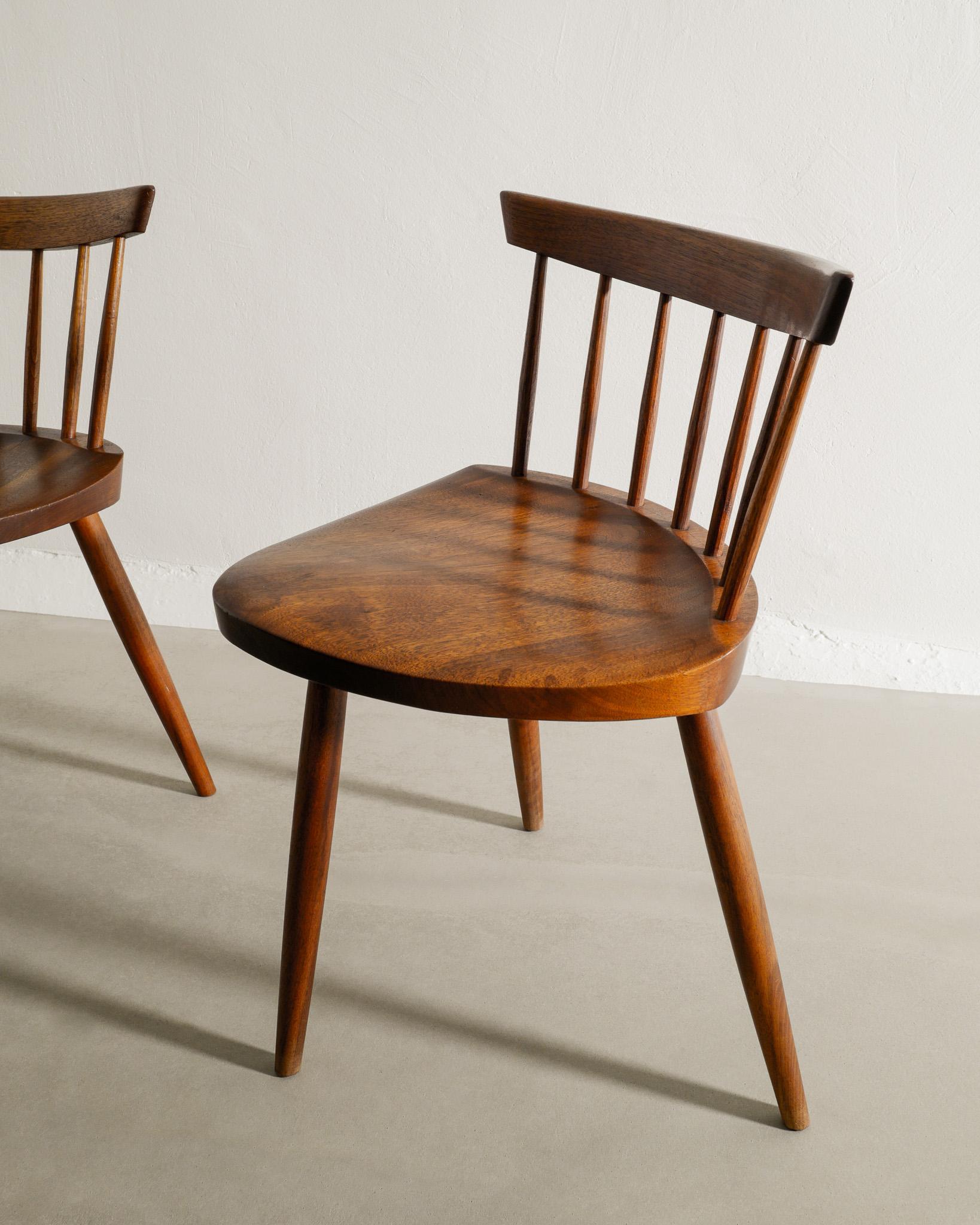 Mid-20th Century Mira Nakashima Mid Century Wooden Dining Chairs in Walnut Produced in USA, 1960s For Sale