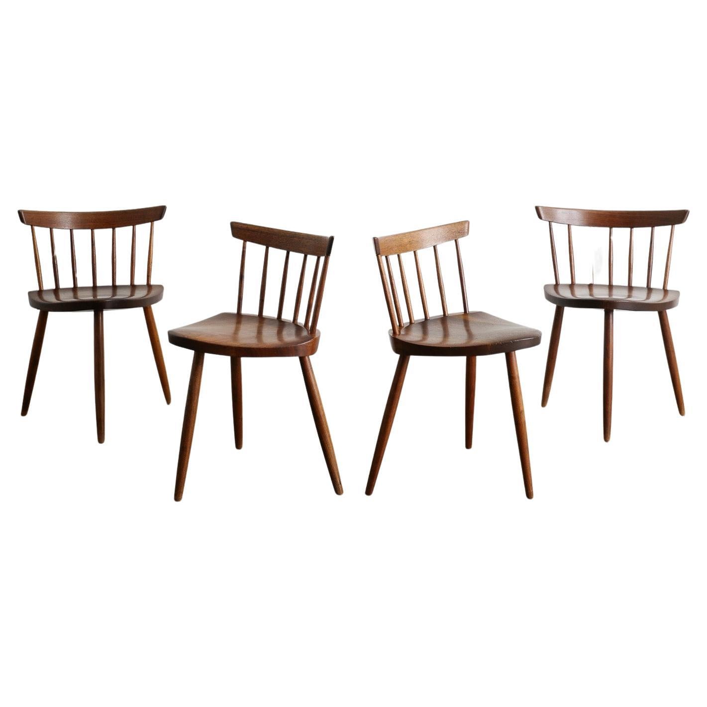 Mira Nakashima Mid Century Wooden Dining Chairs in Walnut Produced in USA, 1960s