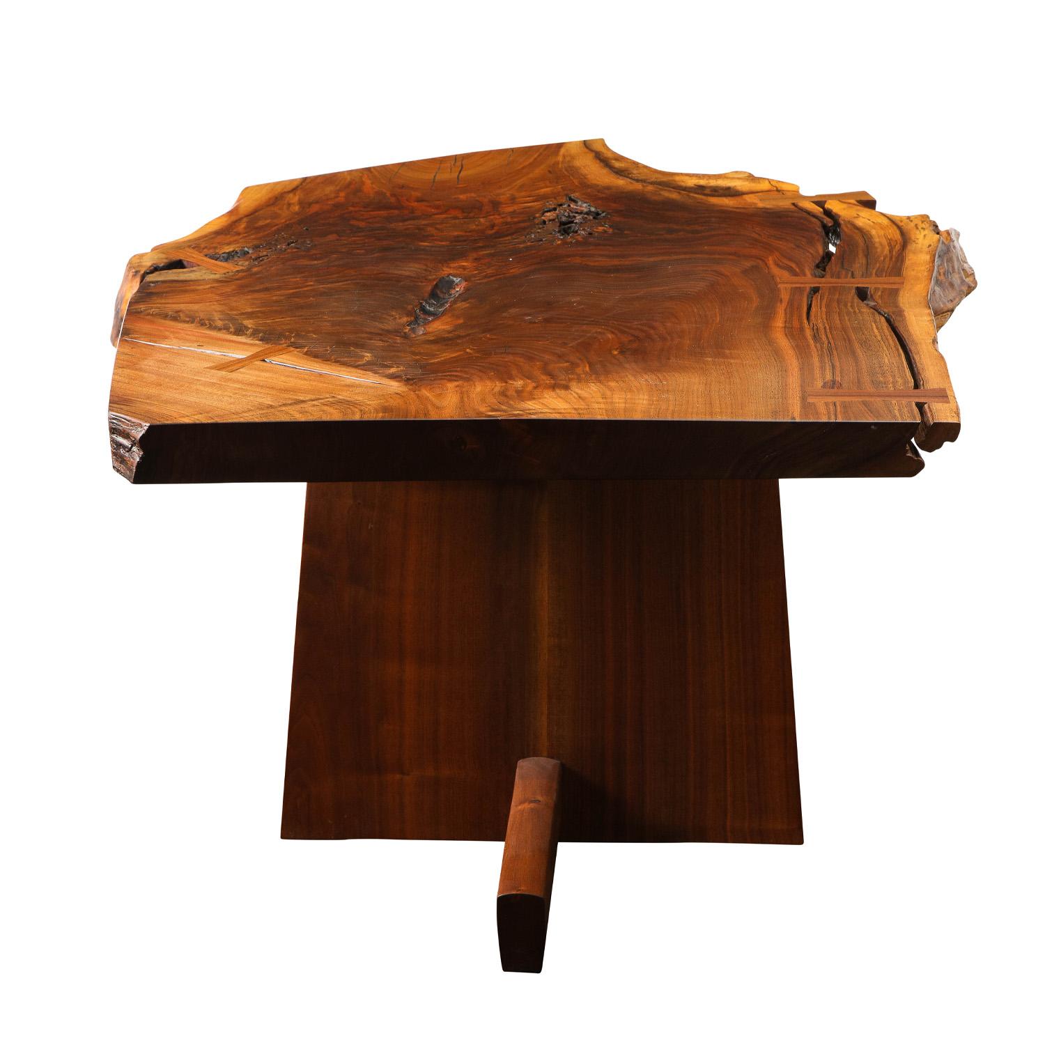 Mid-Century Modern Mira Nakashima Stunning Free Edge Table in Black Walnut 2007 'Signed and Dated'