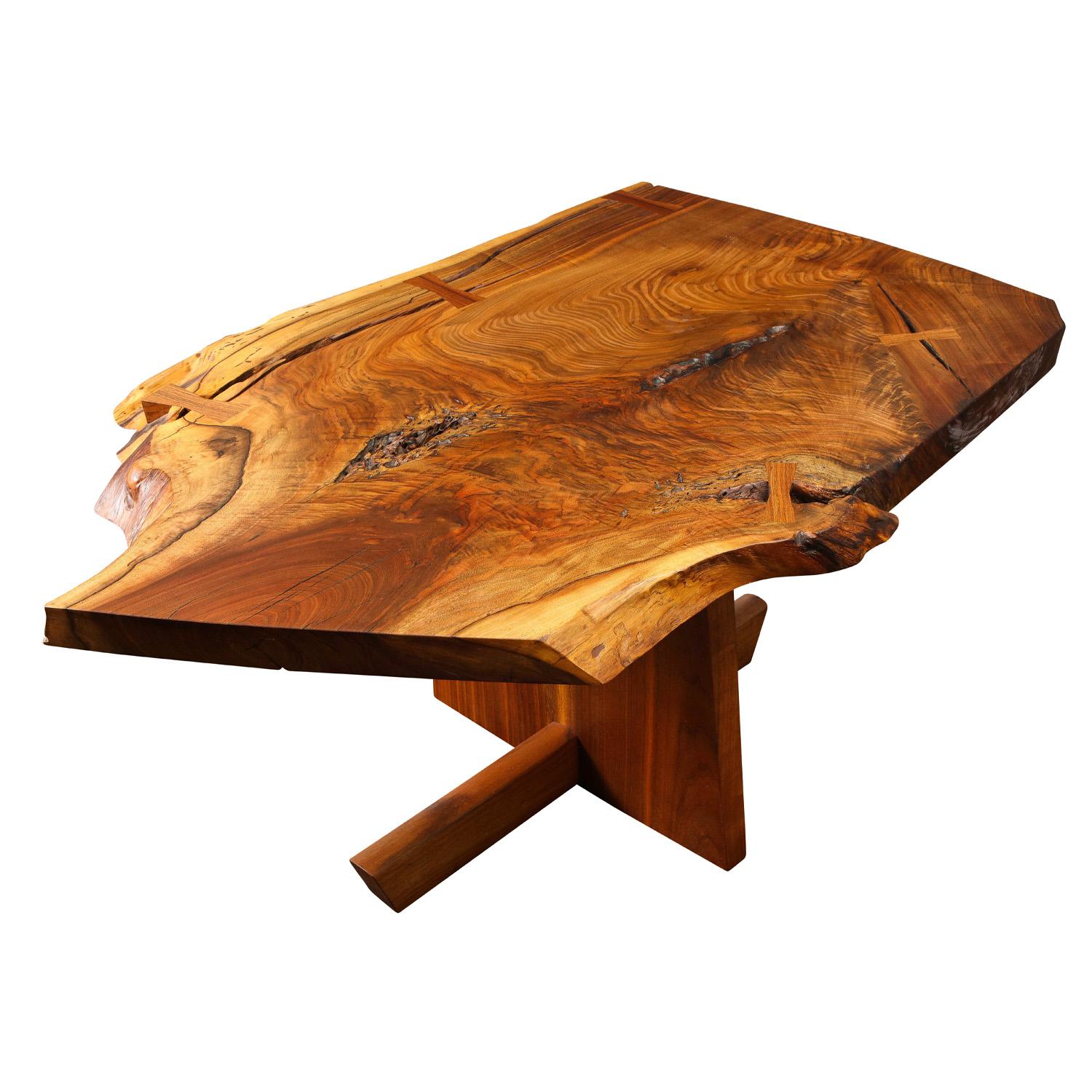 Hand-Crafted Mira Nakashima Stunning Free Edge Table in Black Walnut 2007 'Signed and Dated'