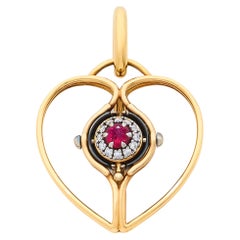 Mira Ruby Heart Charm in 18k Gold by Elie Top