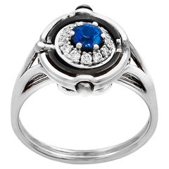 Mira Sapphire & Diamond Ring in 18k White Gold by Elie Top