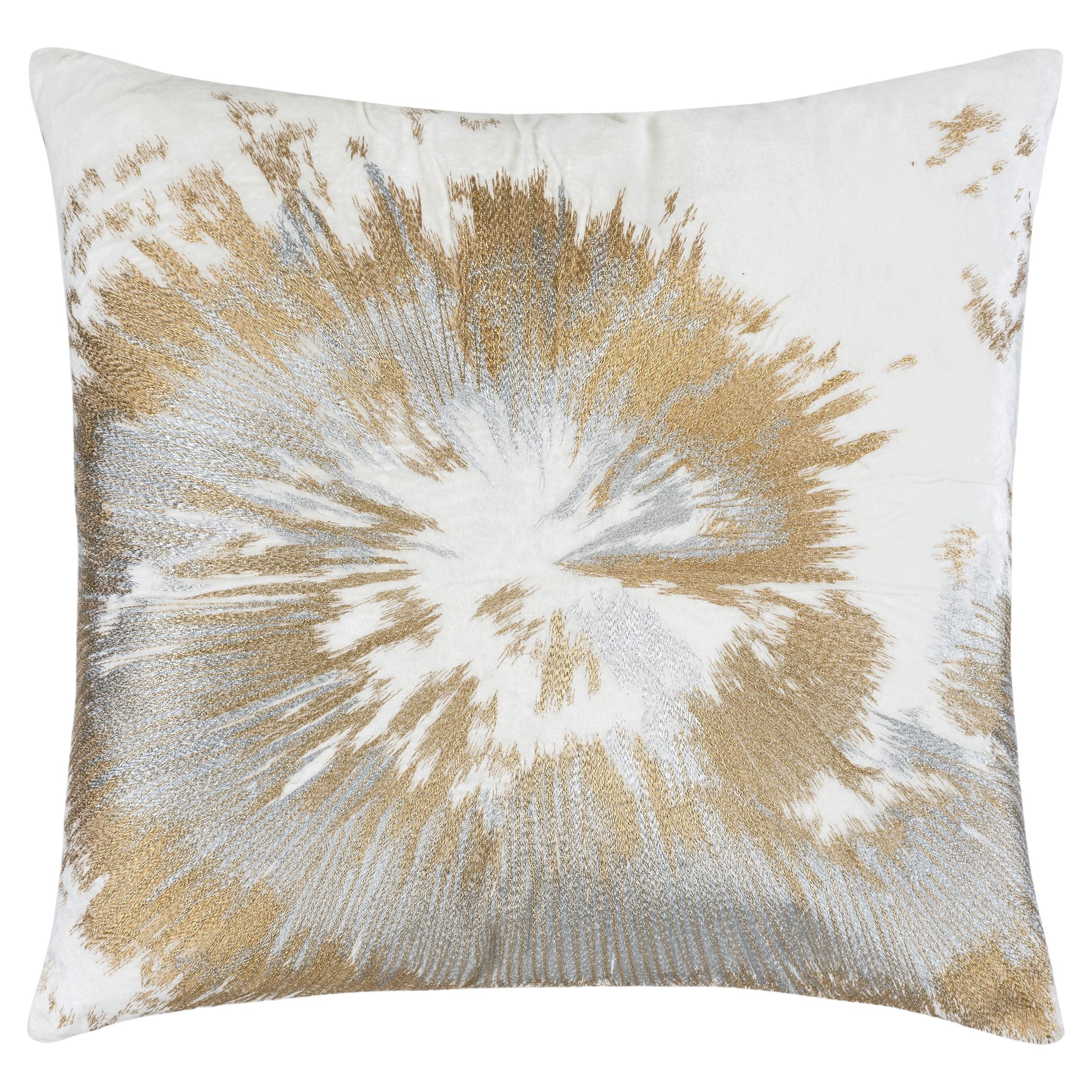 Mira Starburst Pillow, Ivory Velvet For Sale