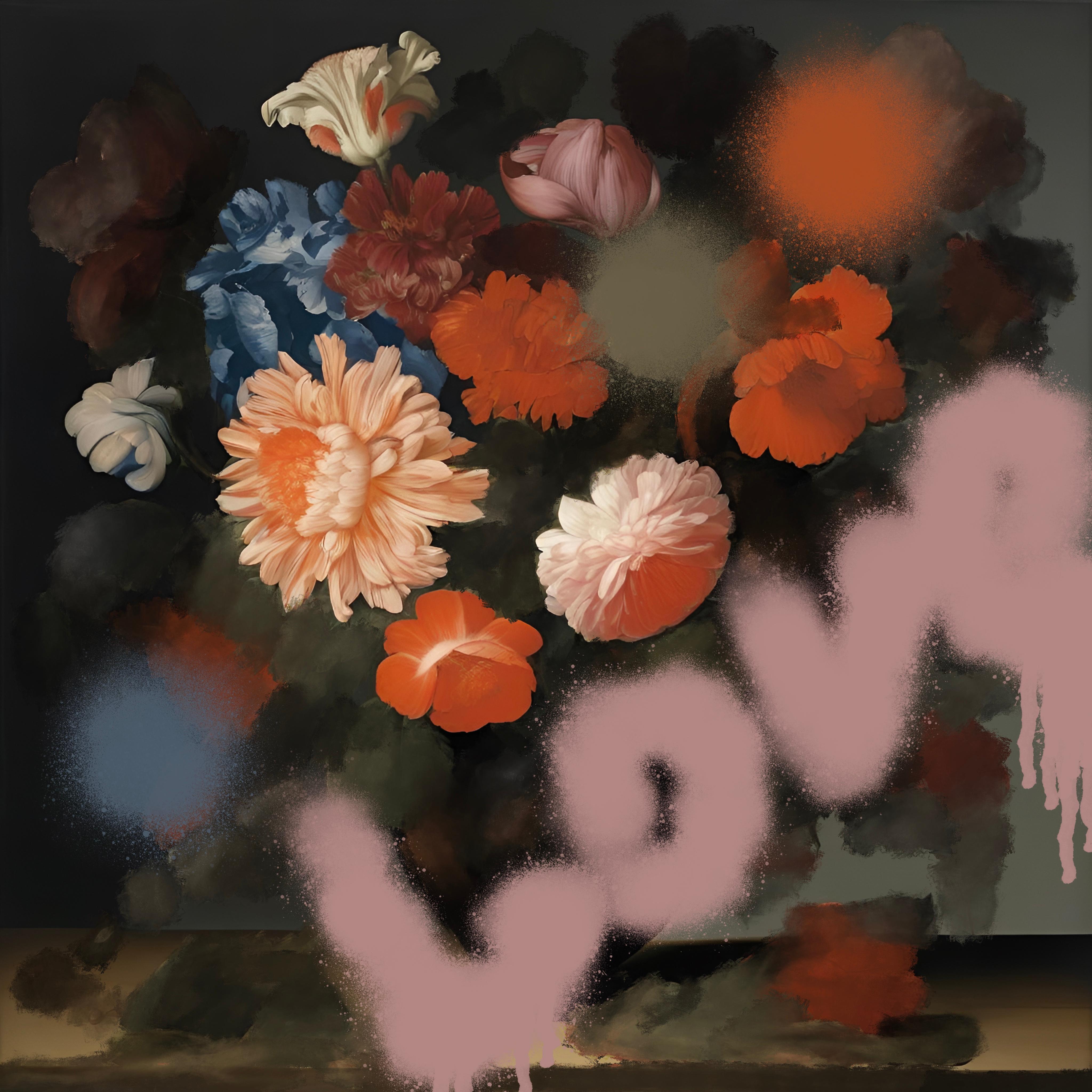 Love, 75x75 cm, impression sur toile, collage numérique  - Print de Mira Stern