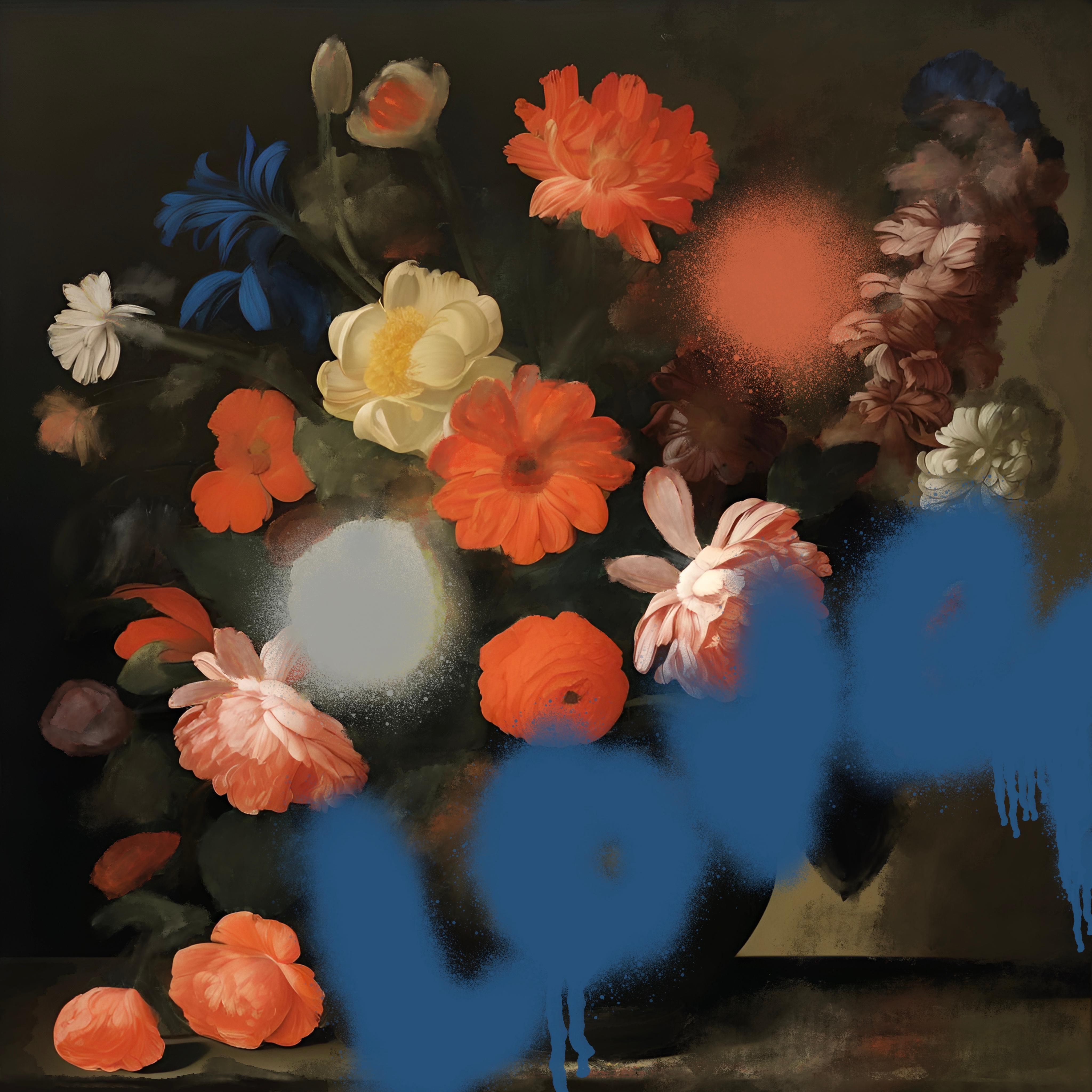 Amor , 75x75 cm, impresión sobre lienzo, collage digital  - Print de Mira Stern