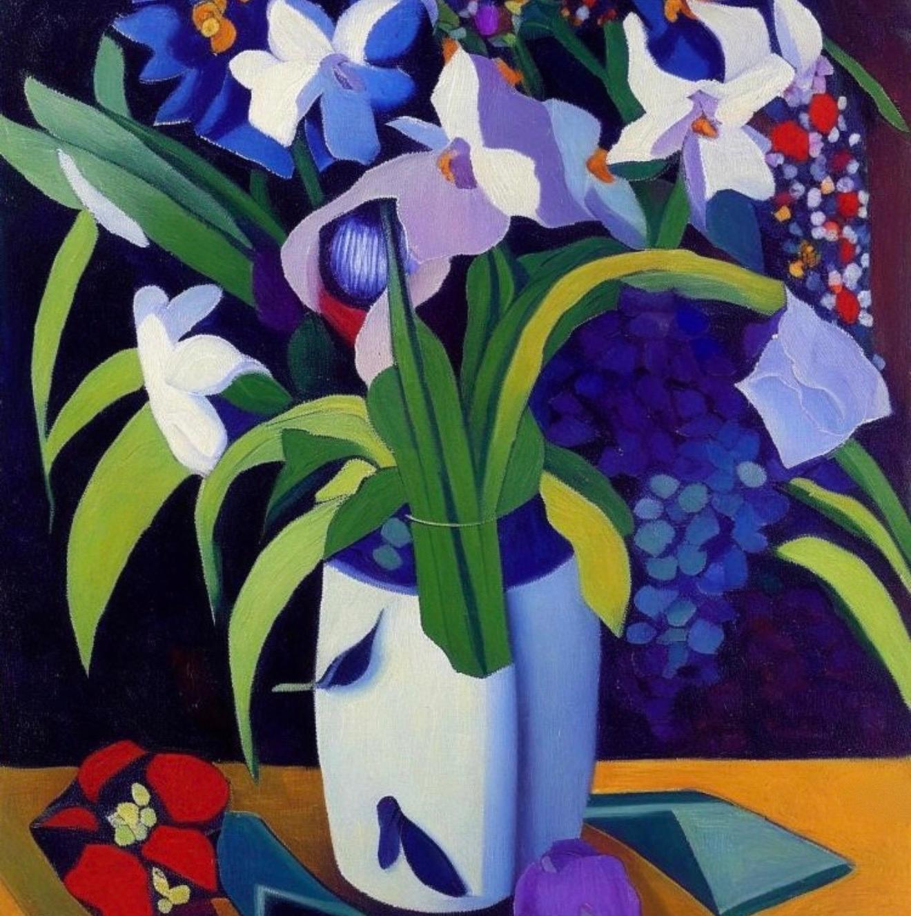 Still life with flowers , 60x60 cm, print on canvas
