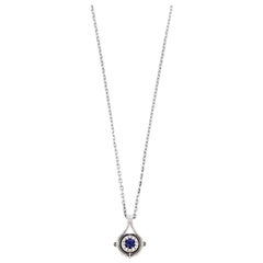 Blue Sapphire Diamonds Mira Pendant Necklace in 18k White Gold by Elie Top