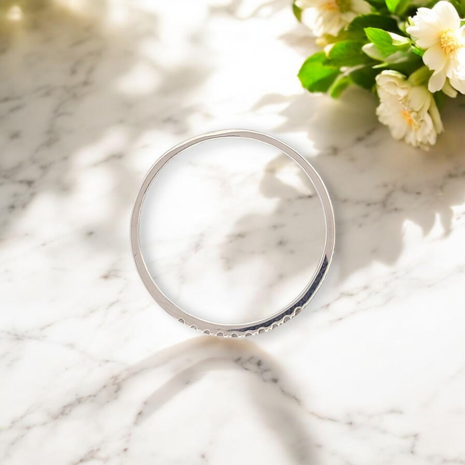 Bead Mirabel  10K White Gold Diamond Band, 0.06 CTW, Dainty Minimalist Ring Size 6.75