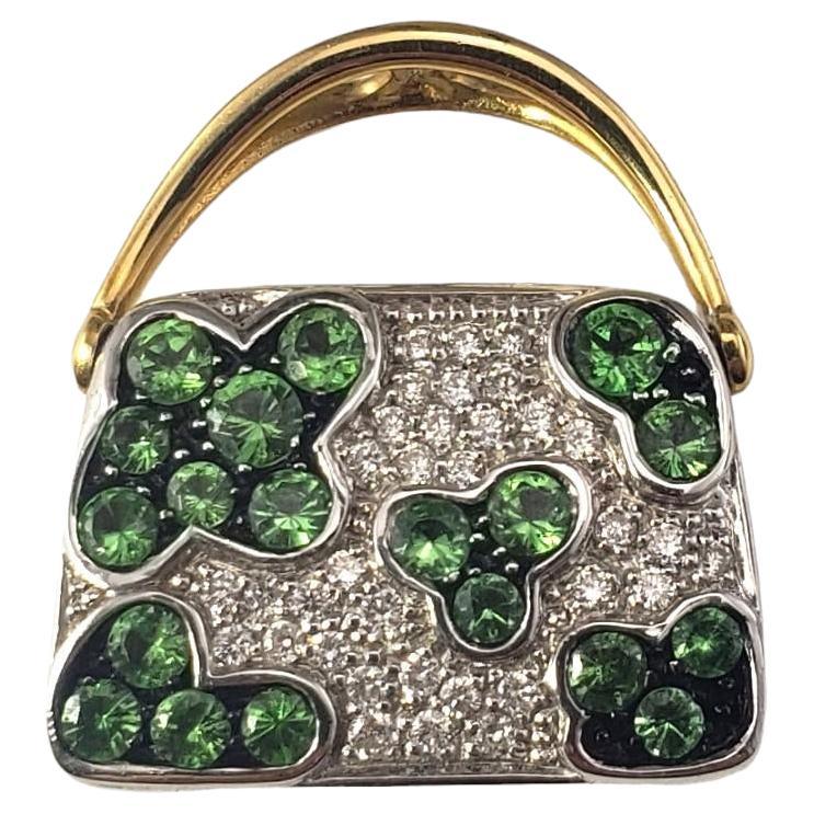 Mirabelle 18K zweifarbige Gold- und Diamanthandtasche Charm Box/Schachtel mit Anhänger  #16847