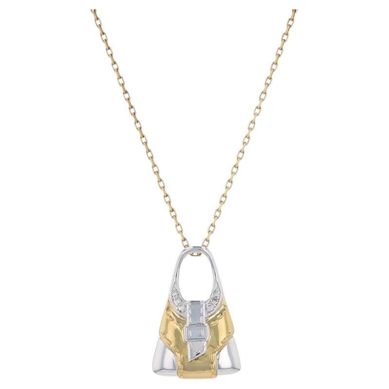 Mirabelle Diamond Buckle Hobo Purse Necklace 17 3/4" - Yellow Gold 18k Handbag