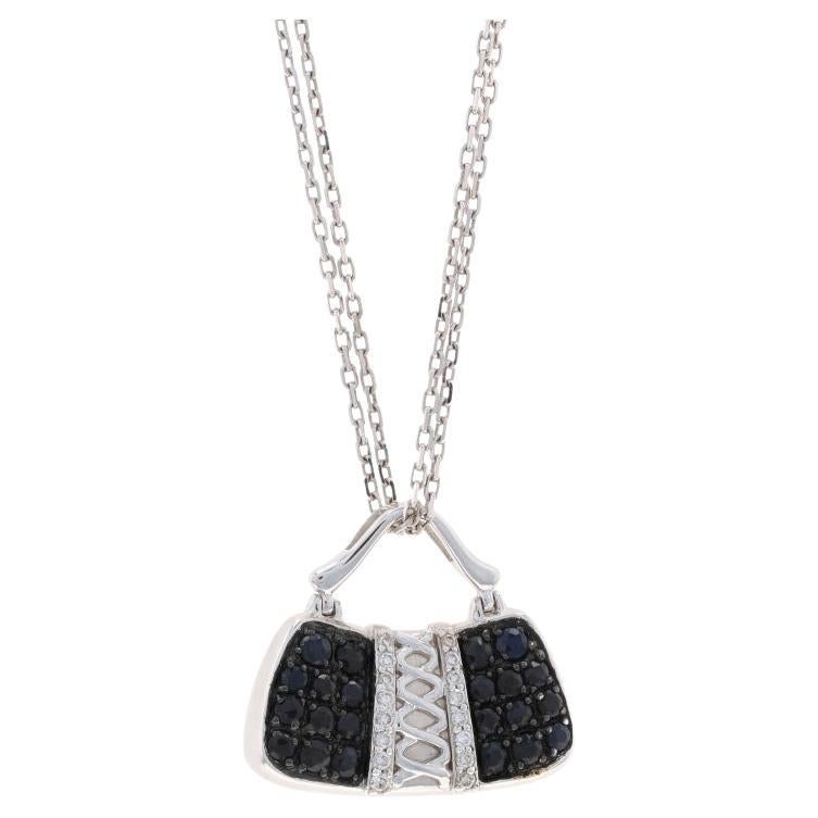 Mirabelle Diamond Handbag Pendant Necklace 17 3/4" White Gold 18k Round Brillian