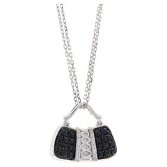 Mirabelle Diamond Handbag Pendant Necklace 17 3/4" White Gold 18k Round Brillian