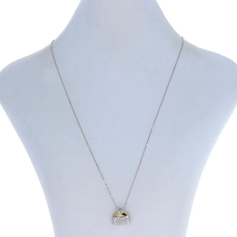 Brand: Mirabelle

Metal Content: 18k White Gold & 18k Yellow Gold

Stone Information

Natural Diamonds
Carat(s): .55ctw
Cut: Round Brilliant
Color: G - H
Clarity: SI2 - I1

Total Carats: .55ctw

Necklace Style: Chain
Chain Style: Diamond Cut