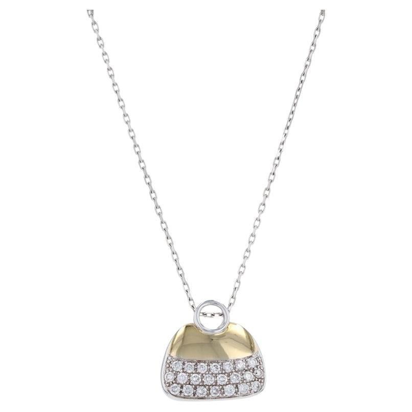 Mirabelle Pave Diamant Geldbörse-Anhänger Halskette 18" Weißgold 18k .55ctw Handtasche
