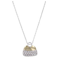 Mirabelle Pendentif porte-monnaie diamant pavé or blanc 18k 18" .55ctw Handbag