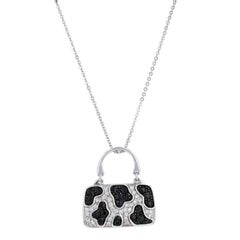Mirabelle Sapphire Diamond Animal Print Purse Necklace 18" WhiteGold 18k Handbag