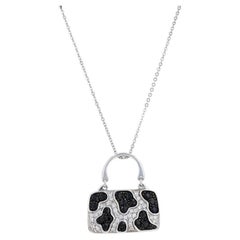 Mirabelle Sapphire Diamond Animal Print Purse Necklace 18" WhiteGold 18k Handbag