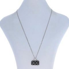 Mirabelle Sapphire Diamond Purse Necklace 17 3/4" White Gold 18k 1.60ctw Satchel