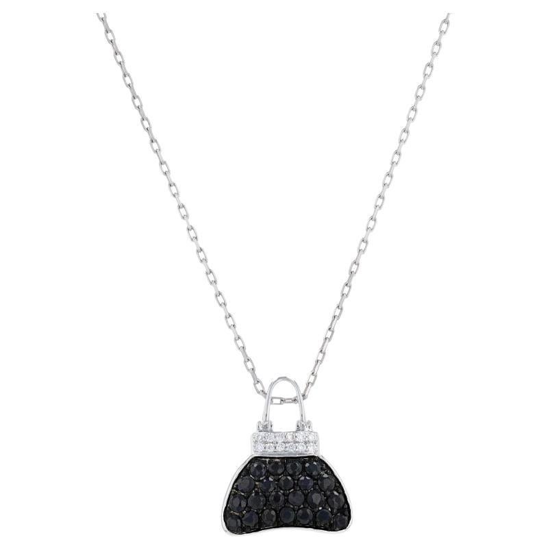 Mirabelle Sapphire & Diamond Purse Necklace 18" - White Gold 18k 1.20ctw Handbag