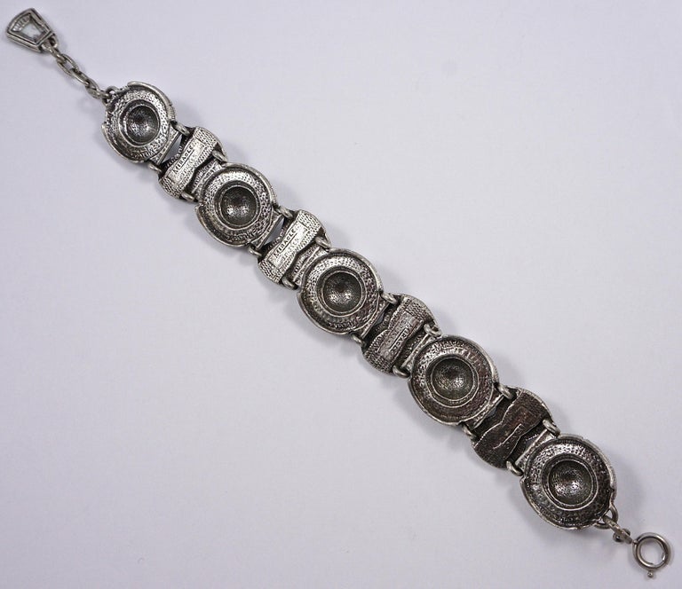 Miracle Britain Silver Tone Link Bracelet with Faux Agate, circa 1960s ...