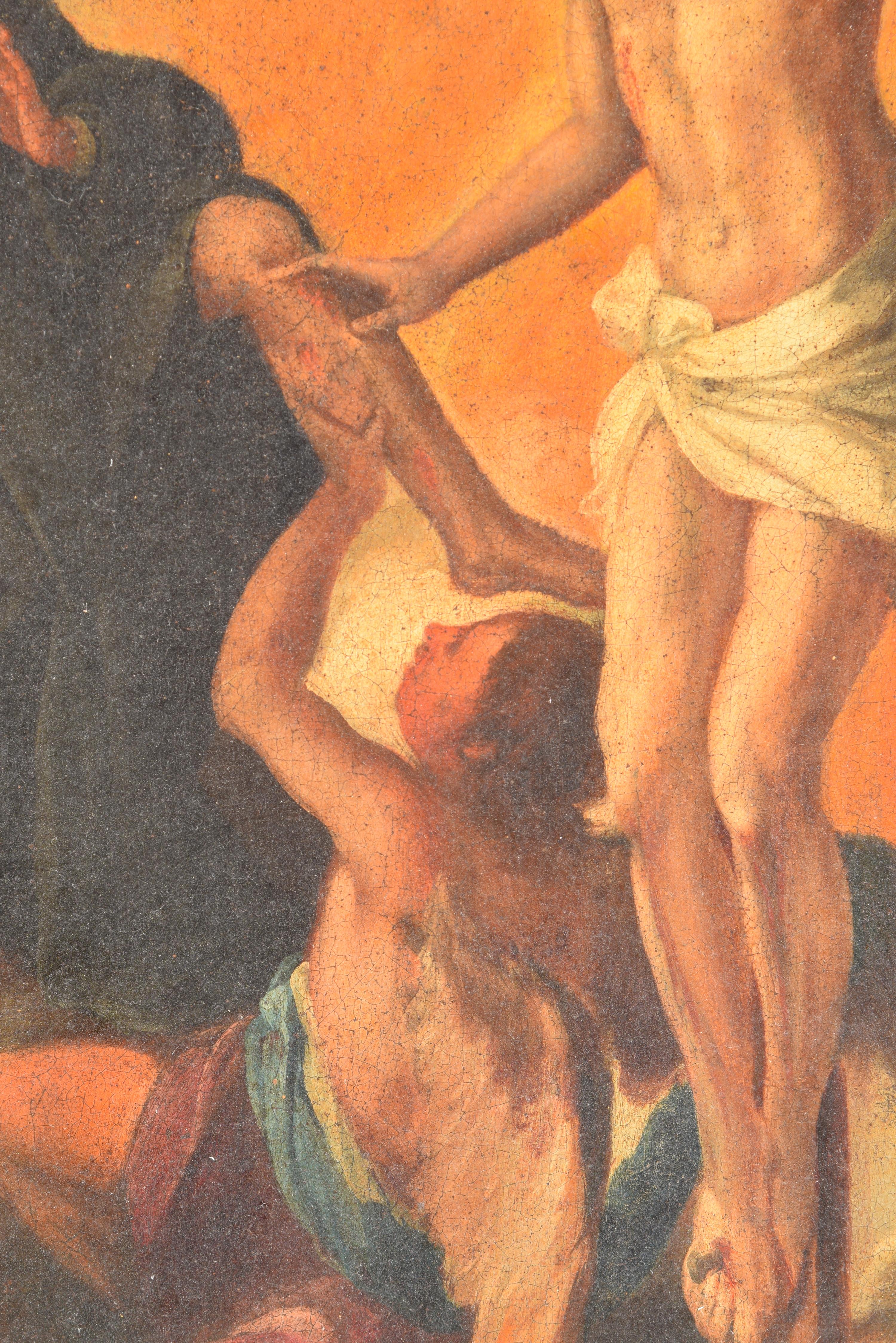 Espagnol Miracle de Saint Pérouse Laziosi. Huile sur toile. École espagnole, 18e siècle. en vente