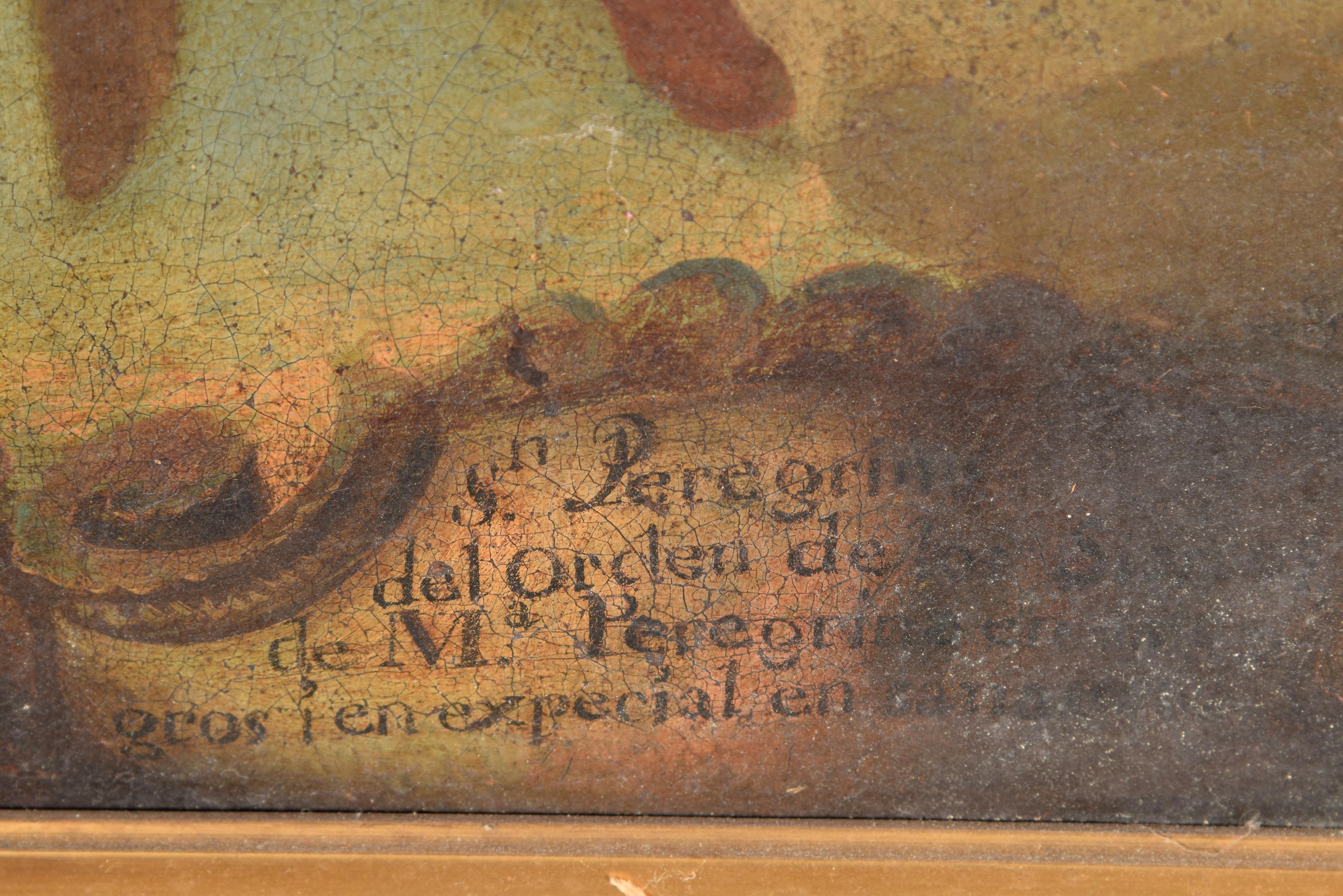 Miracle of Saint Peregrine Laziosi. Oil on canvas. Spanish School, 18th century. For Sale 1