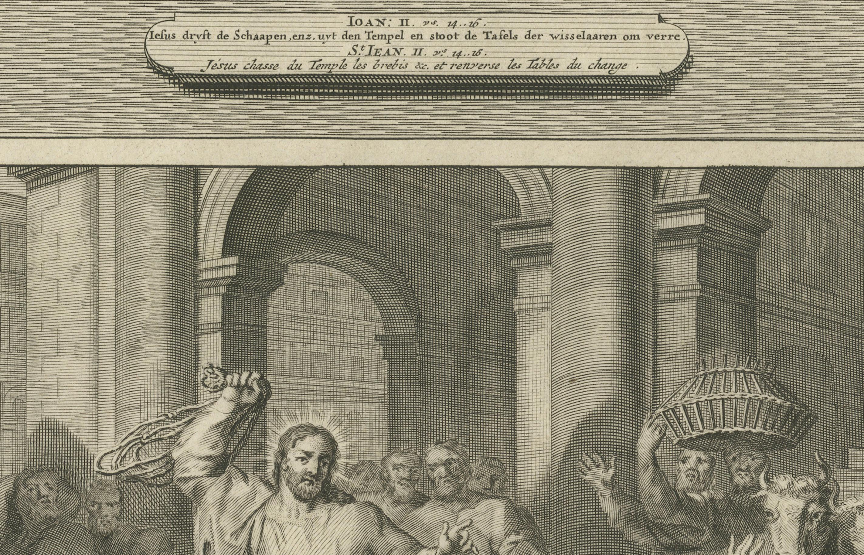 Die Wunder Christi - Hochzeit zu Kana und Tempelreinigung, P. Mortier, 1700 (Niederländisch) im Angebot