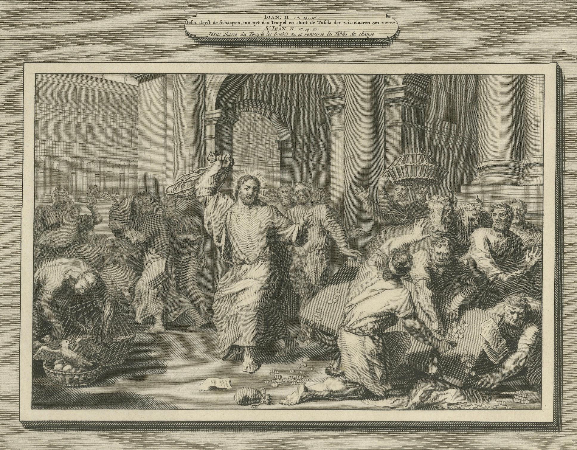 Die Wunder Christi - Hochzeit zu Kana und Tempelreinigung, P. Mortier, 1700 (Papier) im Angebot