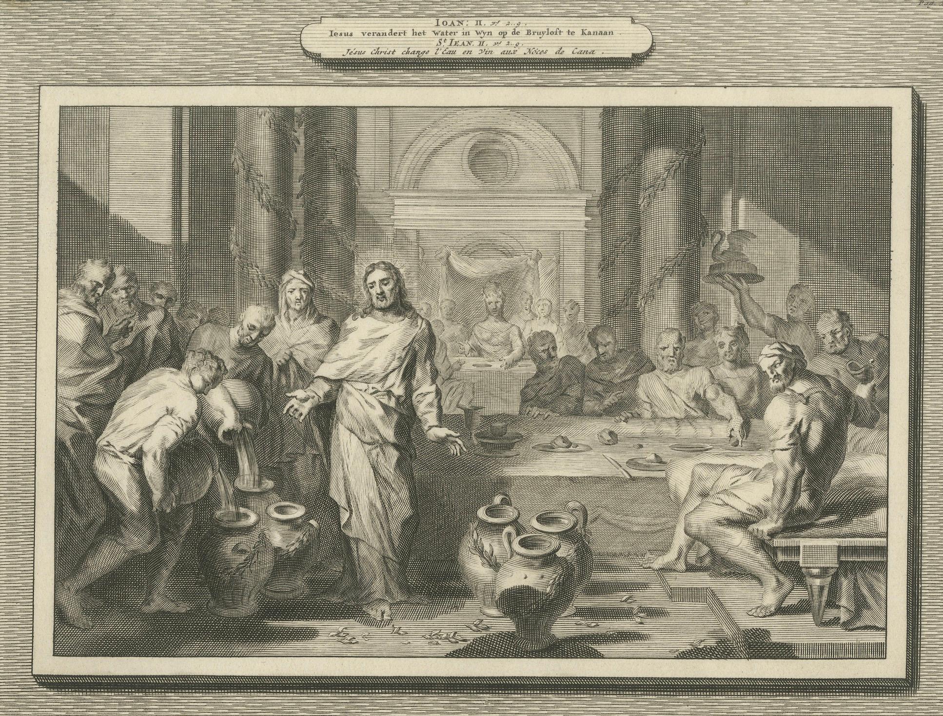 Die Wunder Christi - Hochzeit zu Kana und Tempelreinigung, P. Mortier, 1700 im Angebot 1