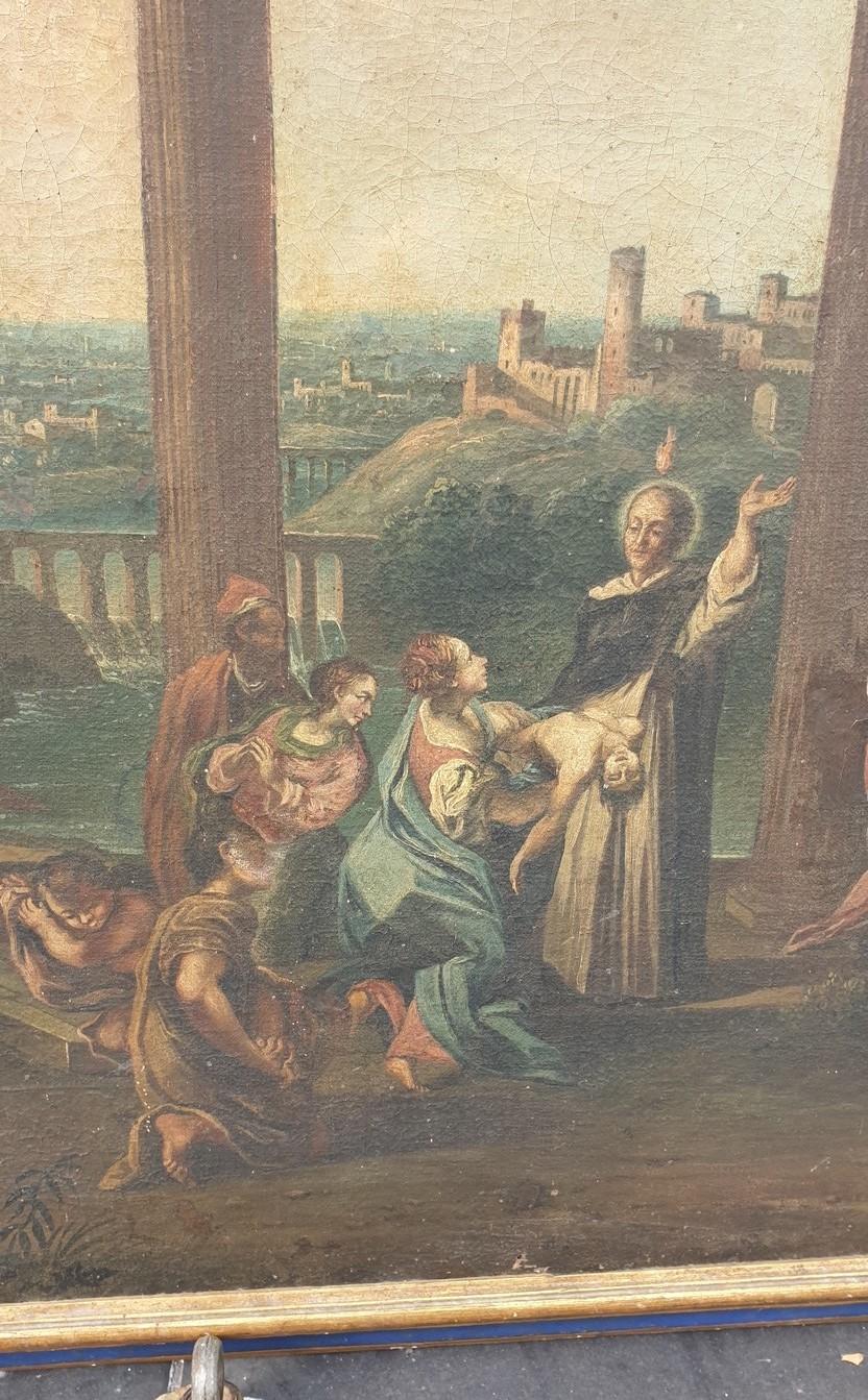 Pittura I miracoli di Vincent Ferrer, scuola del XVIII secolo in vendita