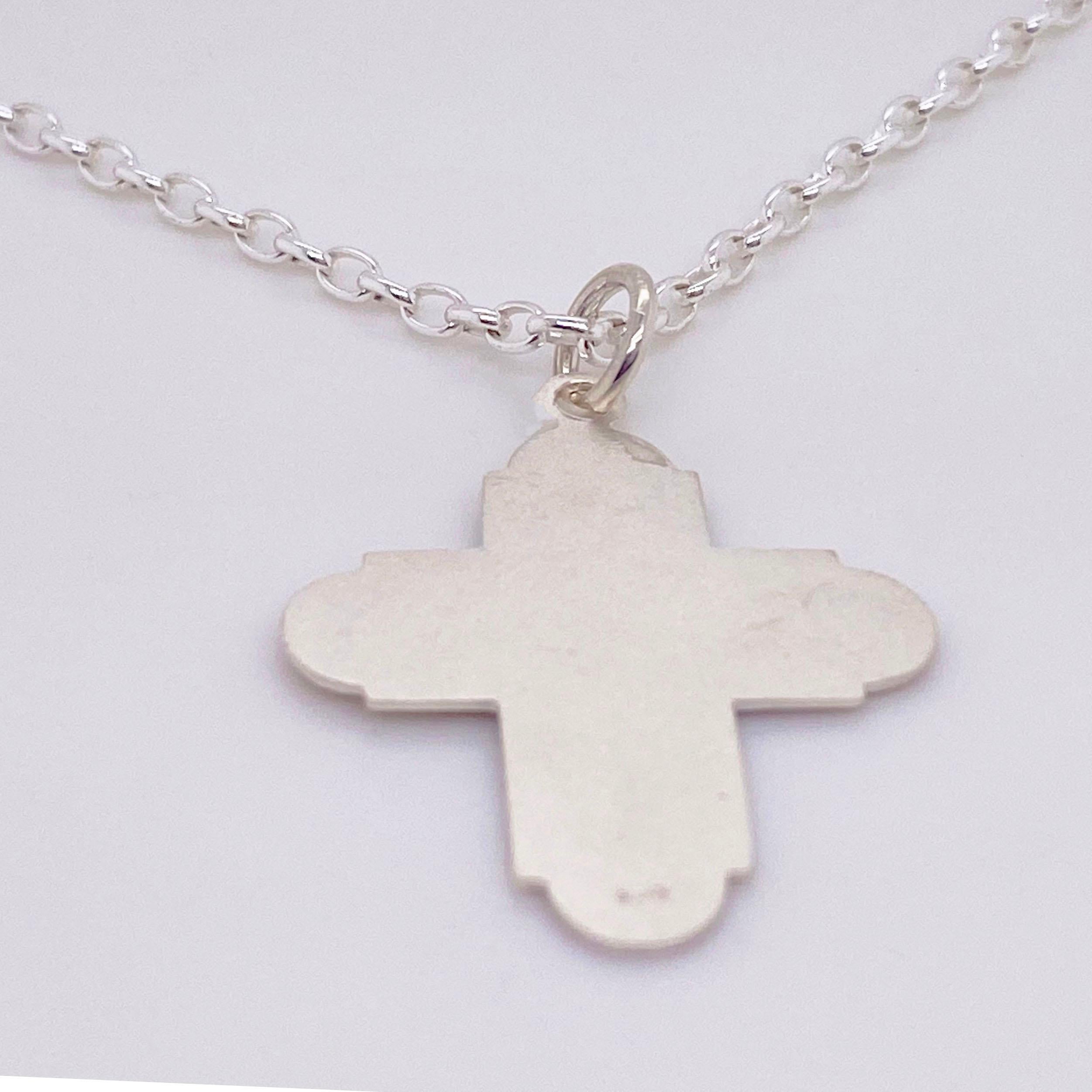 Collier croix Miraculous en argent sterling avec pendentif croix religieux 1
