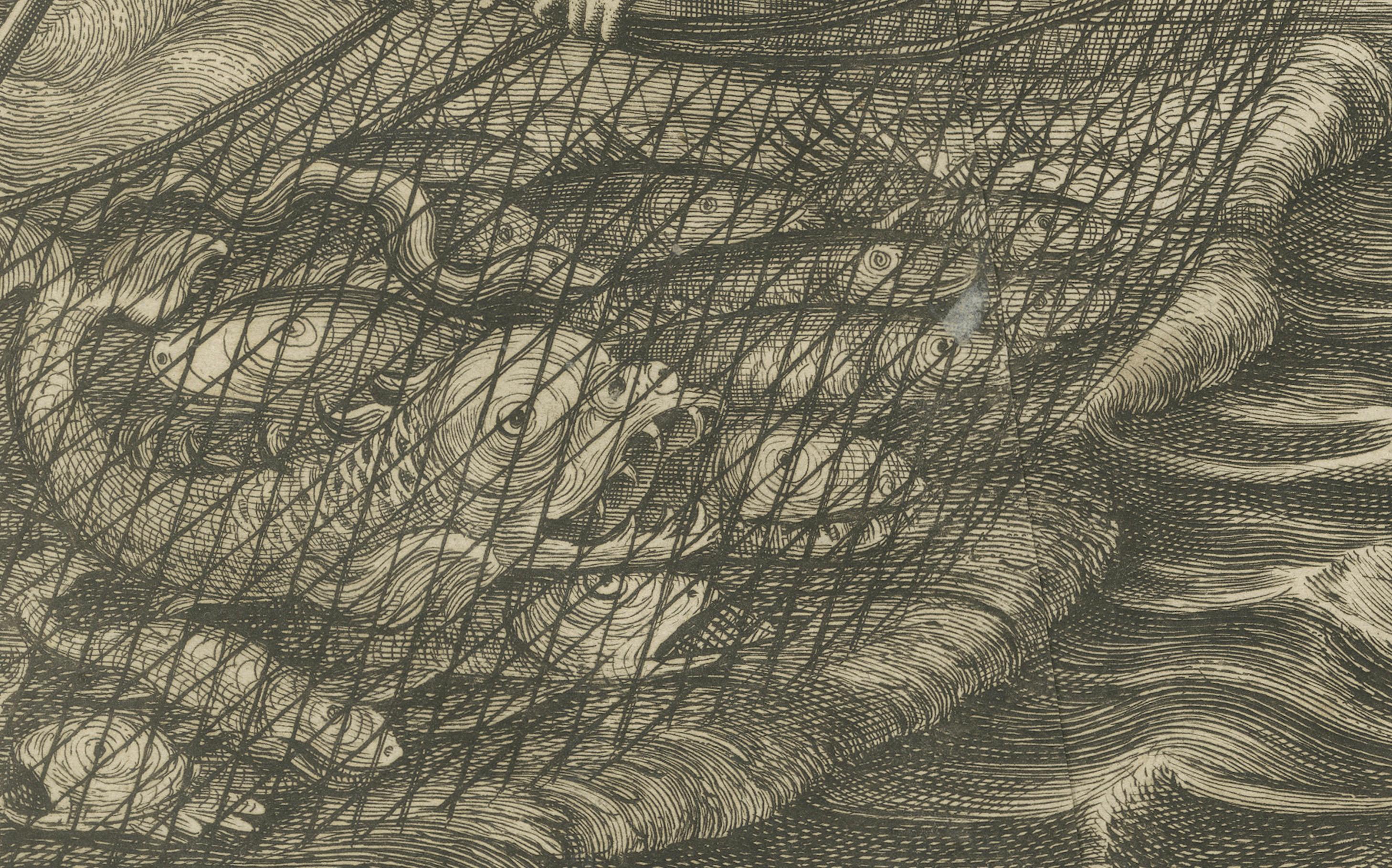 Tirage miraculeux - I Johns Gravure ancienne, vers 1735 Bon état - En vente à Langweer, NL