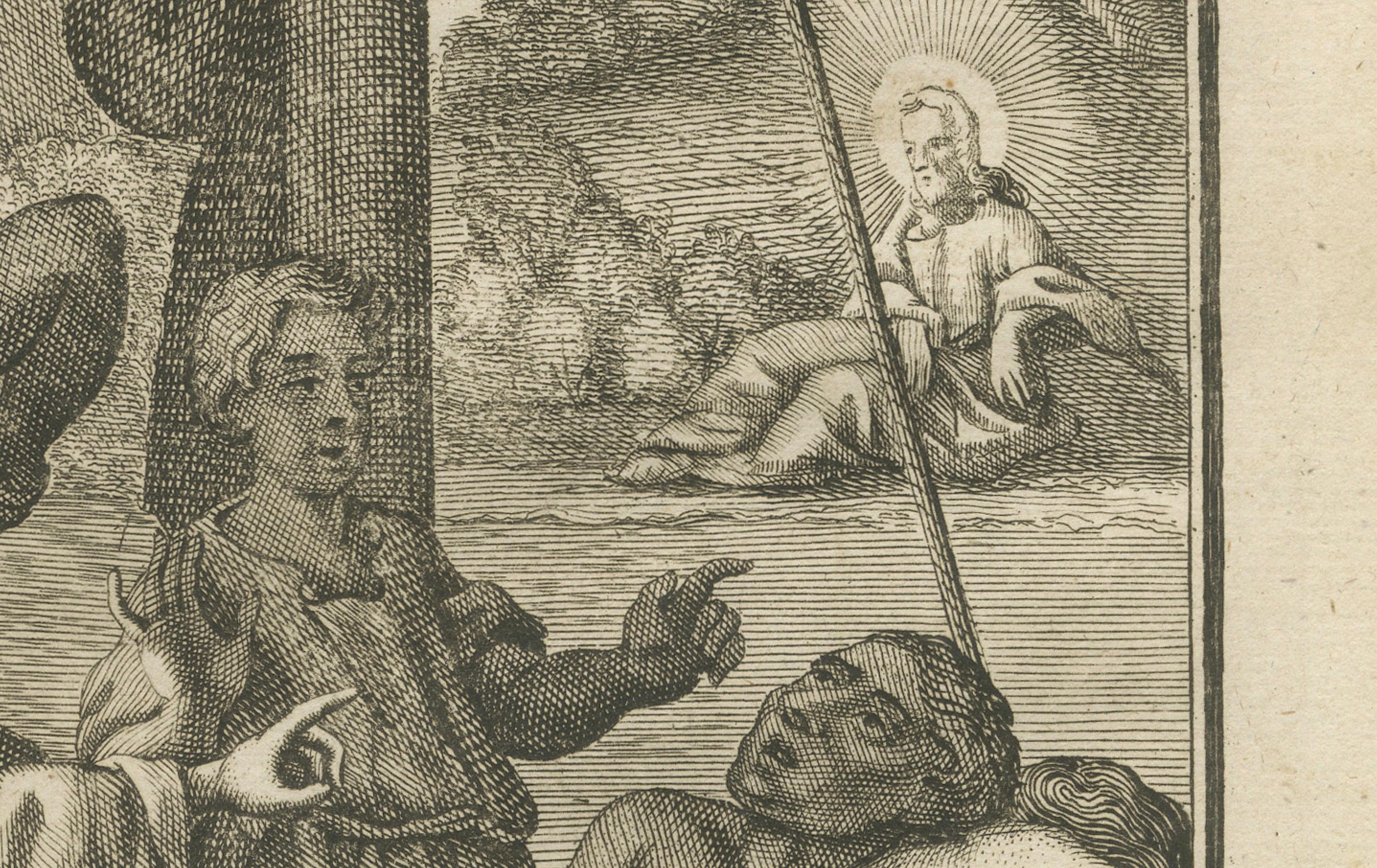 Papier Tirage miraculeux - I Johns Gravure ancienne, vers 1735 en vente
