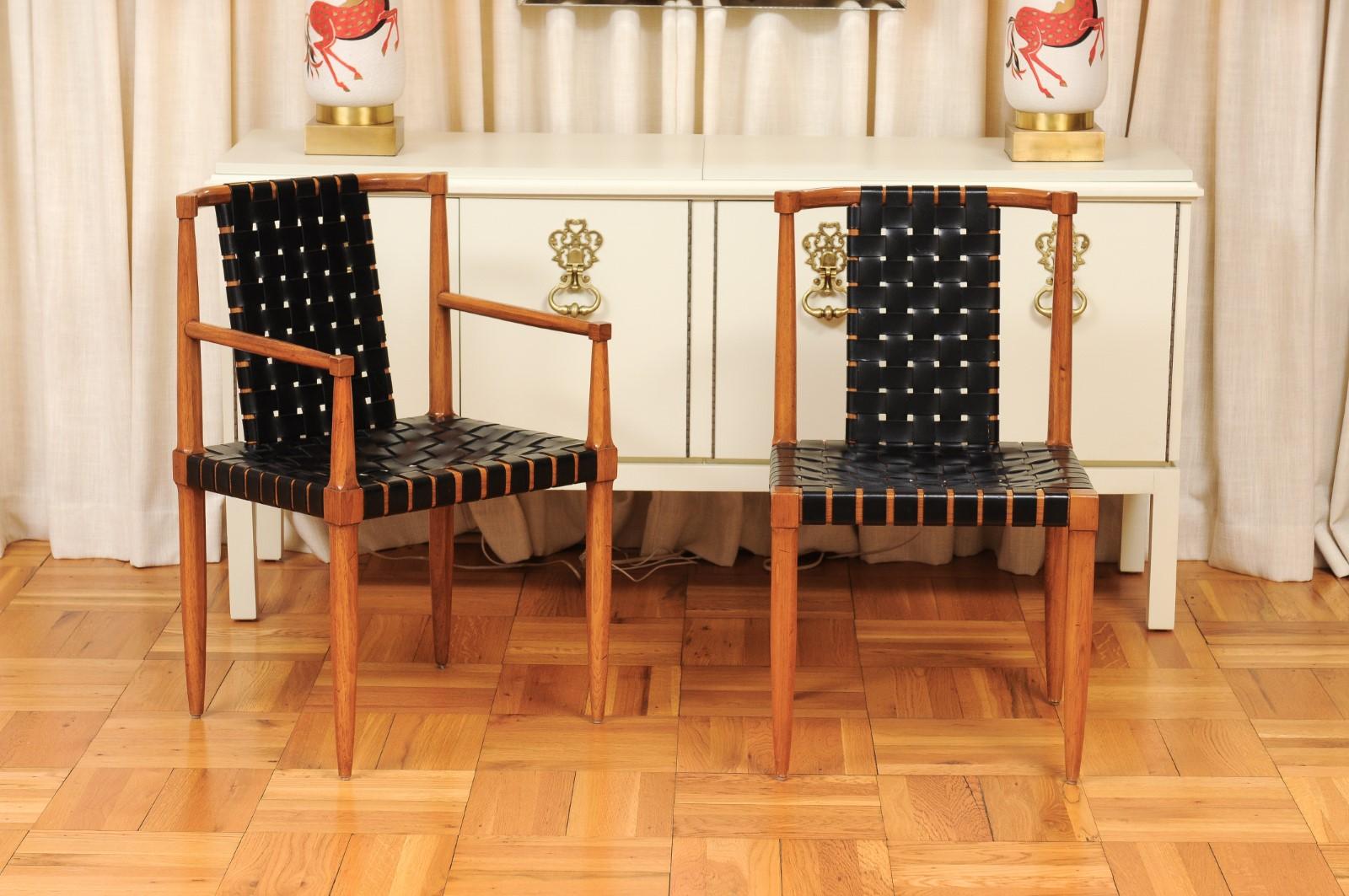 These magnificent dining chairs are shipped as professionally photographed and described in the listing narrative: Meticulously professionally restored and installation ready. This large set of rare examples is Unique on the World market.

An